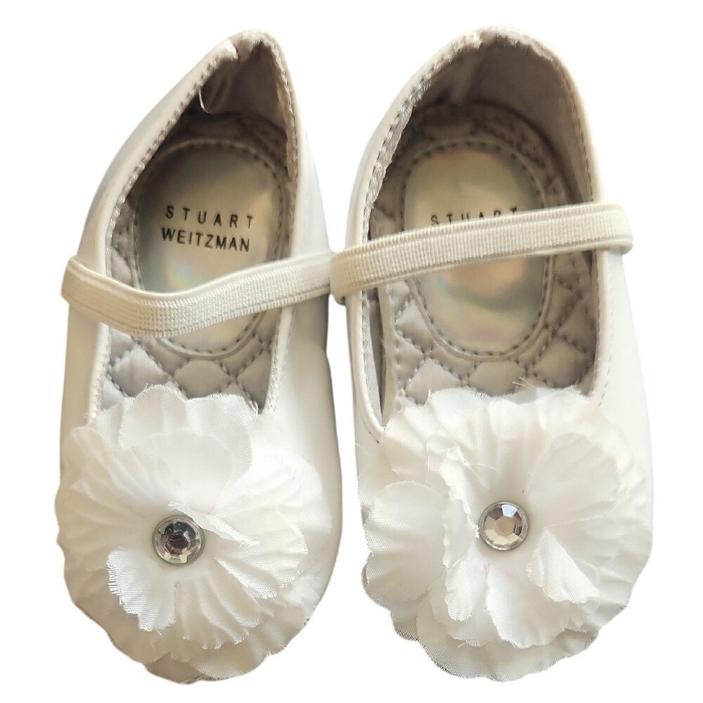 Stuart Weitzman Baby Bud Infant White Patent Leather Flower Fancy Baby Dress 3
